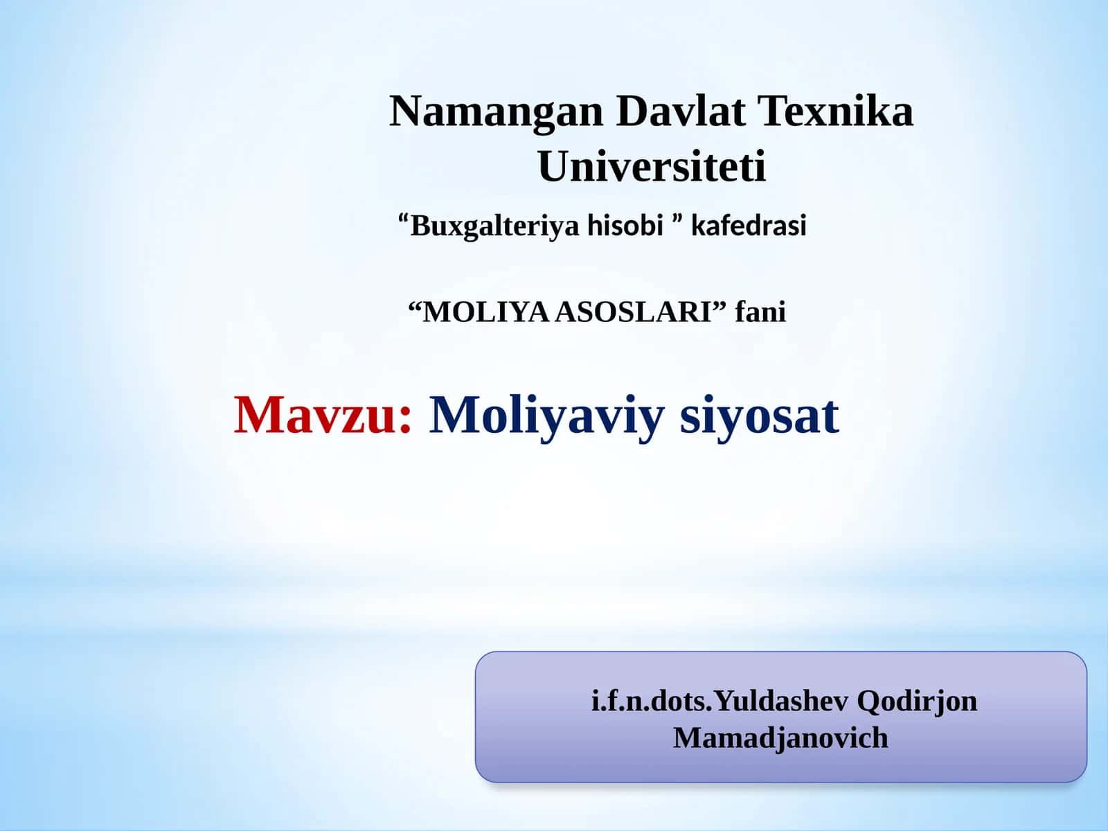 Moliyaviy siyosat 1
