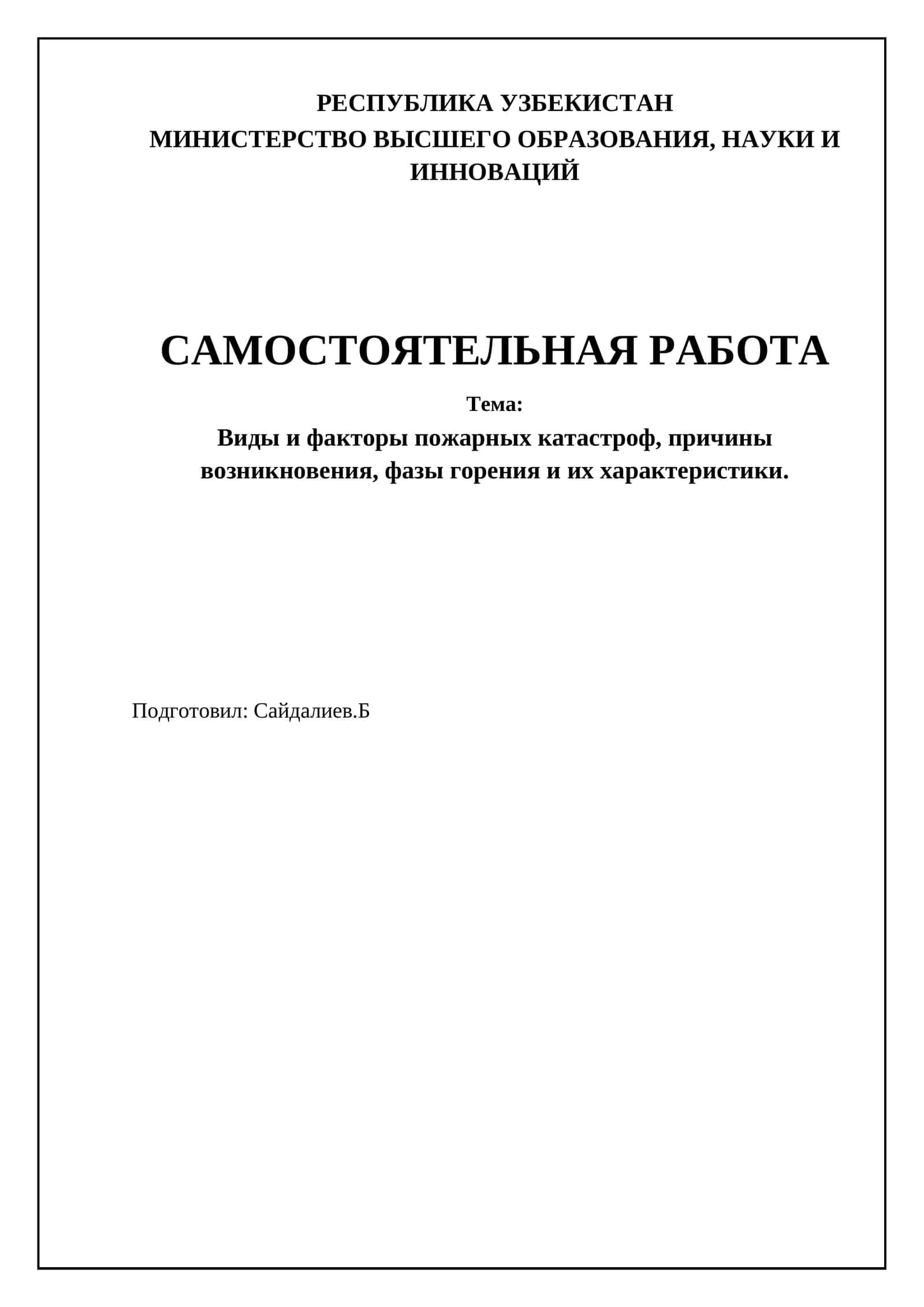 Виды и факторы пожарных катастроф 1