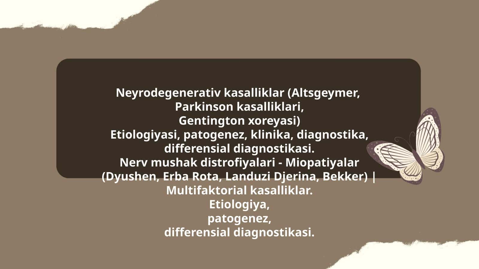 Neyrodegenerativ kasalliklar (Altsgeymer, Parkinson kasalliklari, Gentington xoreyasi) 1