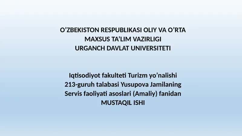 Servis faoliyati turlari 1