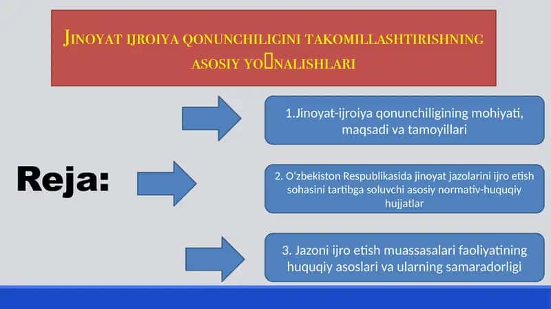 Jinoyat-ijroiya qonunchiligini takomillashtirishning asosiyyoʻnalishlari 1