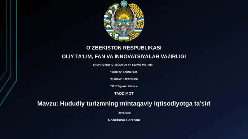 Hududiy turizmning mintaqaviy iqtisodiyotga ta’siri 1