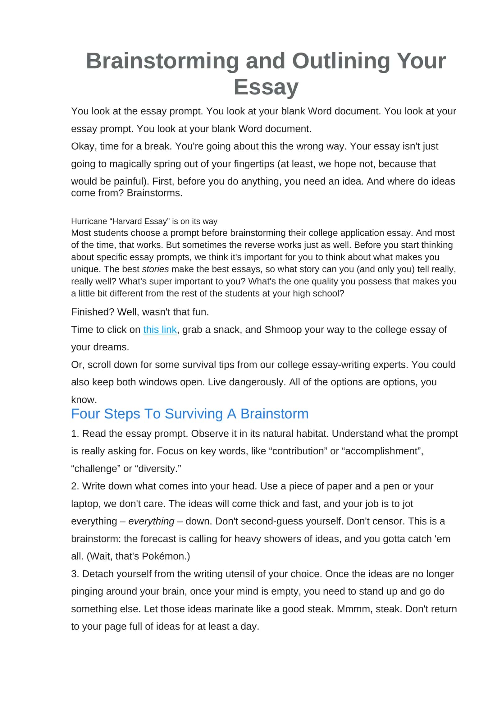 Hurricane "Harvard Essay" 1