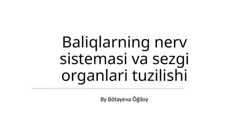 Baliqlarning nerv sistemasi va sezgi organlari tuzilishi 1