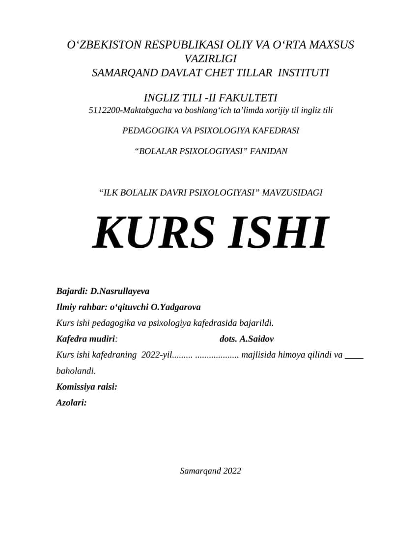 "ILK BOLALIK DAVRI PSIXOLOGIYASI" 1