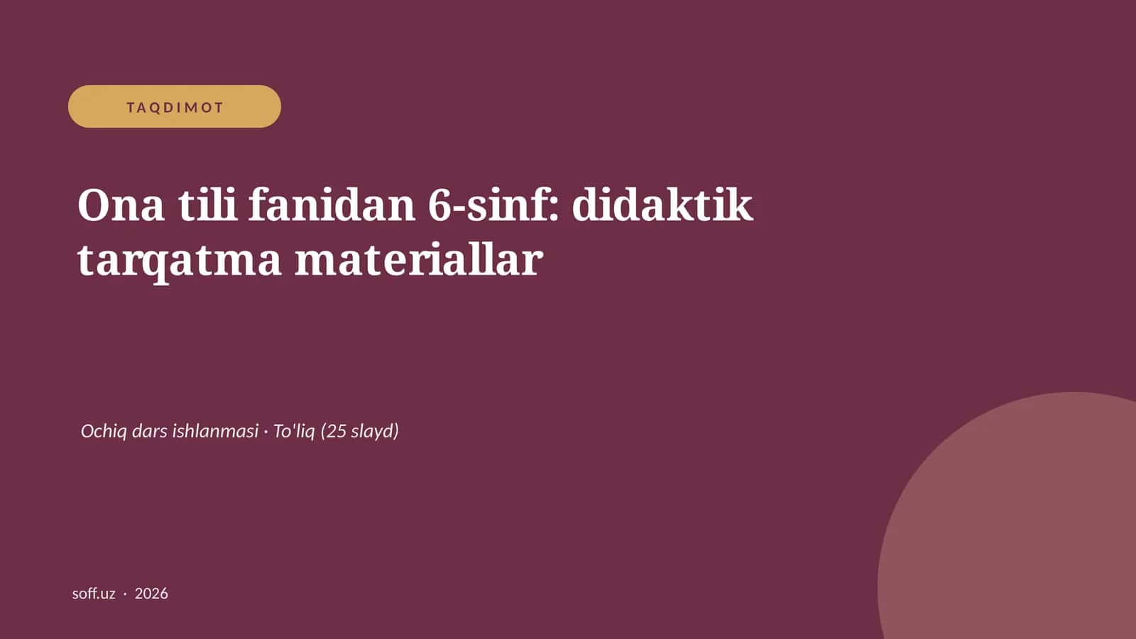Ona tili fanidan 6-sinf: didaktik tarqatma materiallar 1