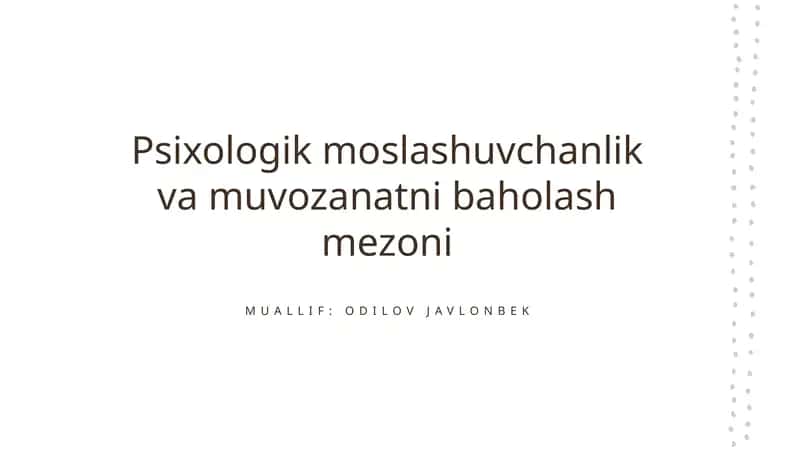 Psixologik moslashuvchanlik va muvozanatni baholash mezoni 1