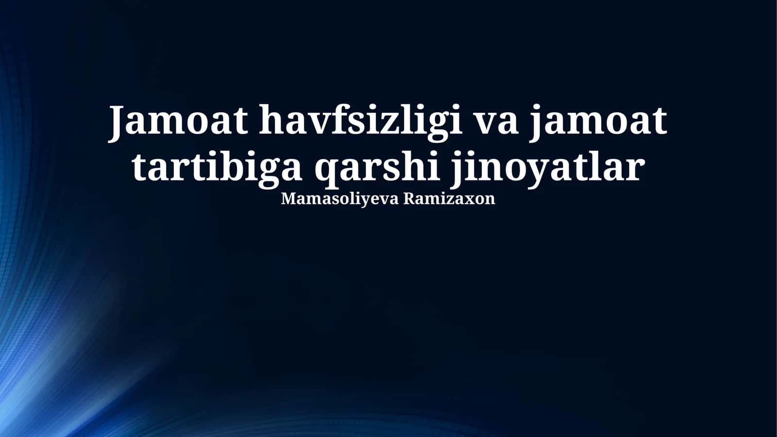 Jamoat havfsizligi va jamoat tartibiga qarshi jinoyatlar 1