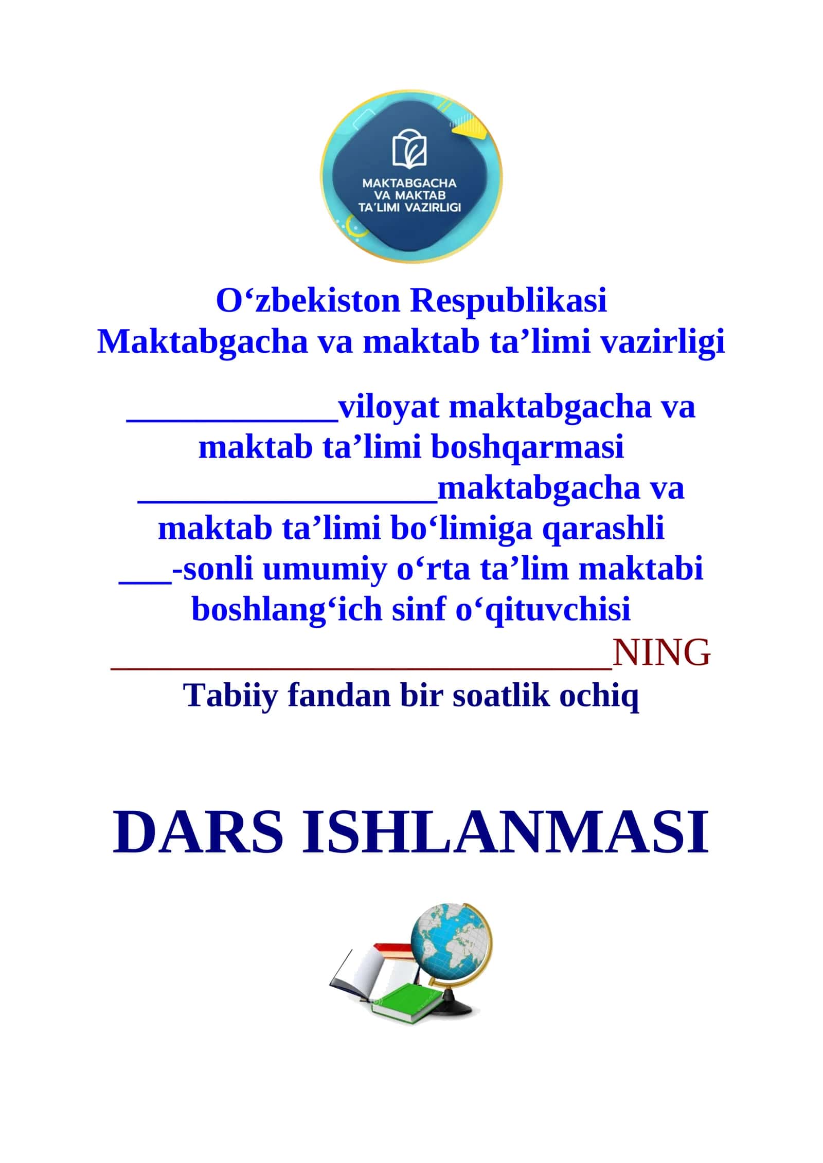 4-sinf tabiiy fandan O'simliklarning atrof muhitga ta'siri 1-chorak dars ishlanmasi 1