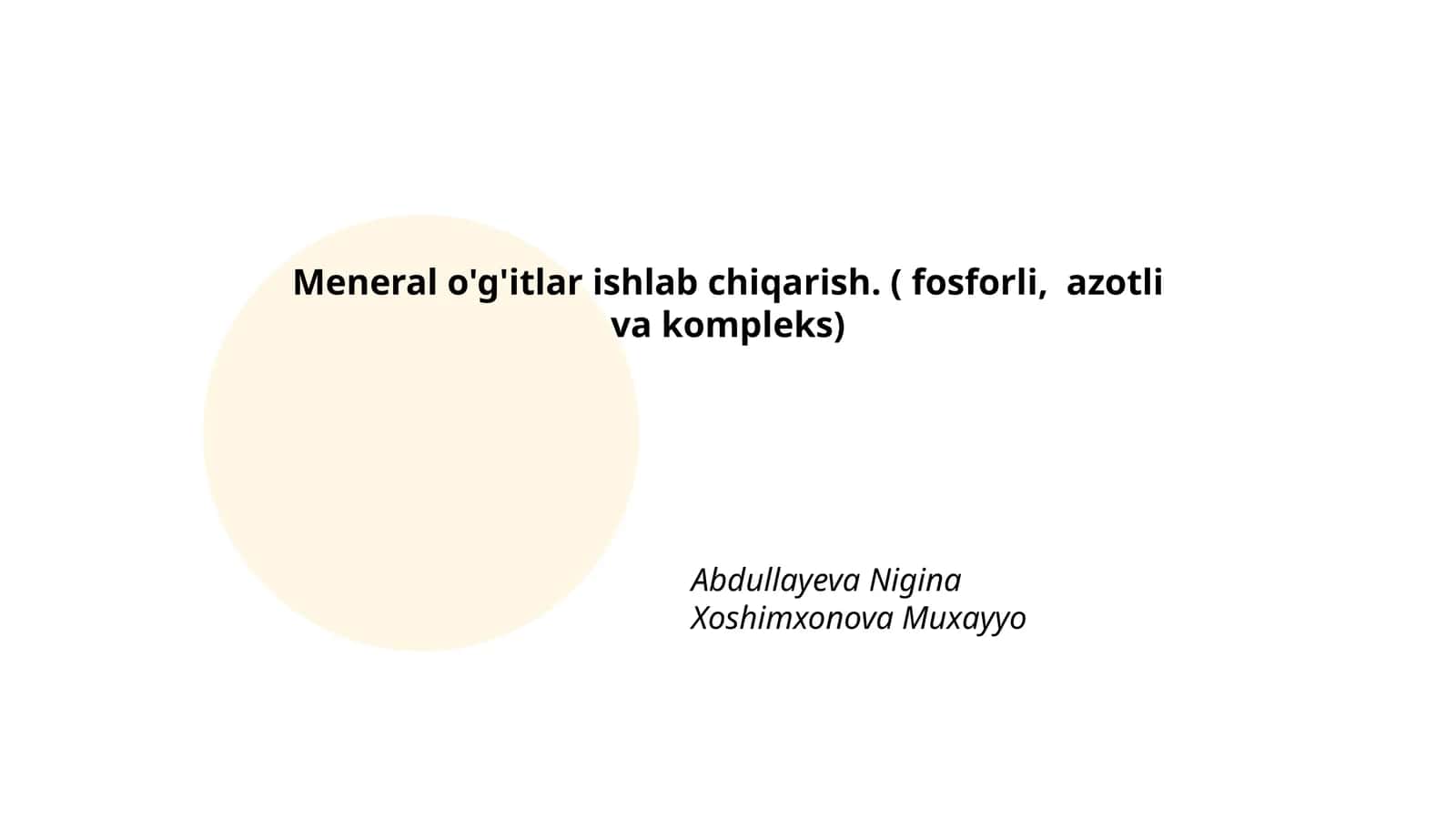 Meneral o'g'itlar ishlab chiqarish 1