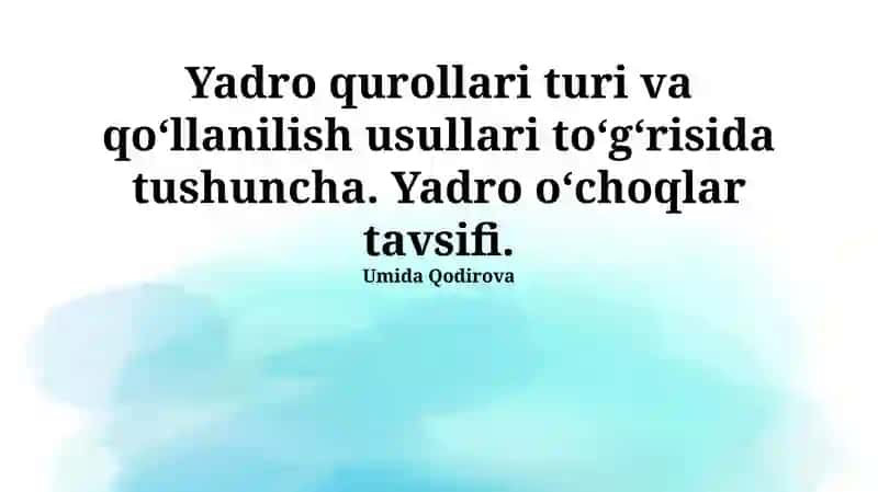 Yadroviy Qurollar