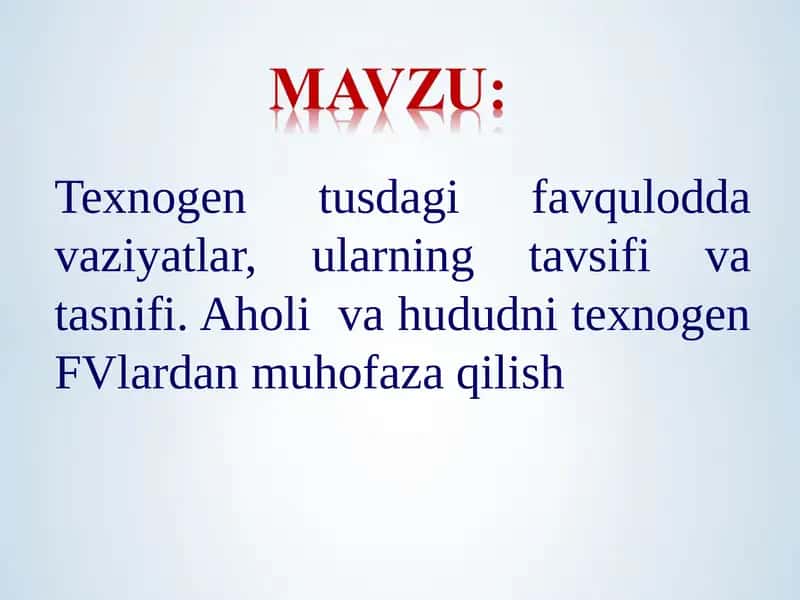 Texnogen tusdagi favqulodda vaziyatlar 1
