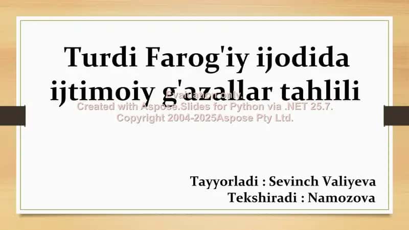 Turdi Farog'iy ijodida ijtimoiy g'azallar tahlili 1