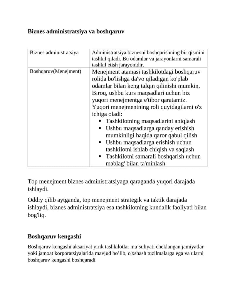 Biznes administratsiya va boshqaruv 1