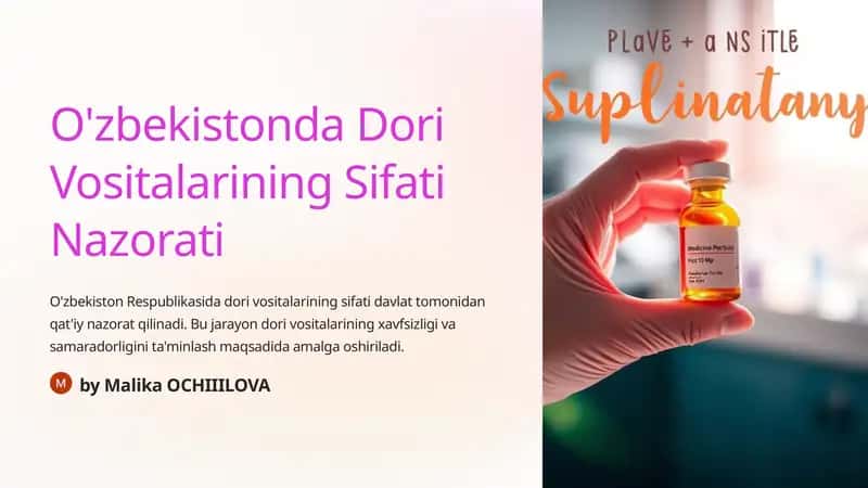 O'zbekistonda Dori Vositalarining Sifati Nazorati 1