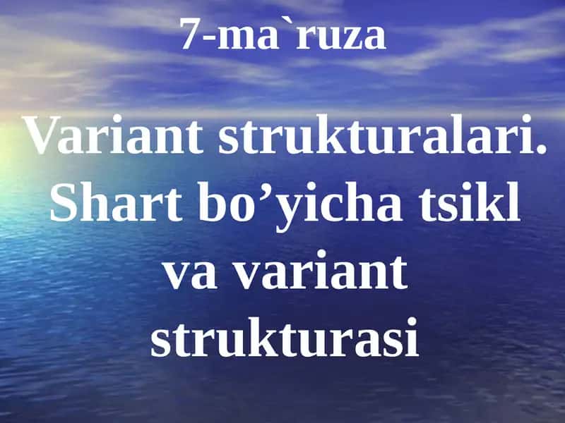 Variant tuzilishi 1