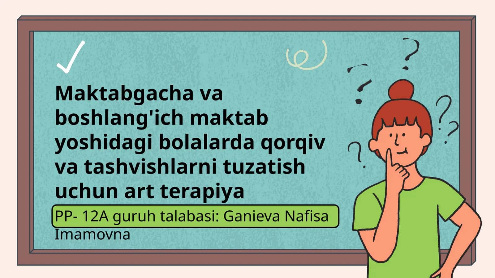 Maktabgacha va boshlang'ich maktab yoshidagi bolalarda qorqiv va tashvishlarni tuzatish uchun art terapiya 1