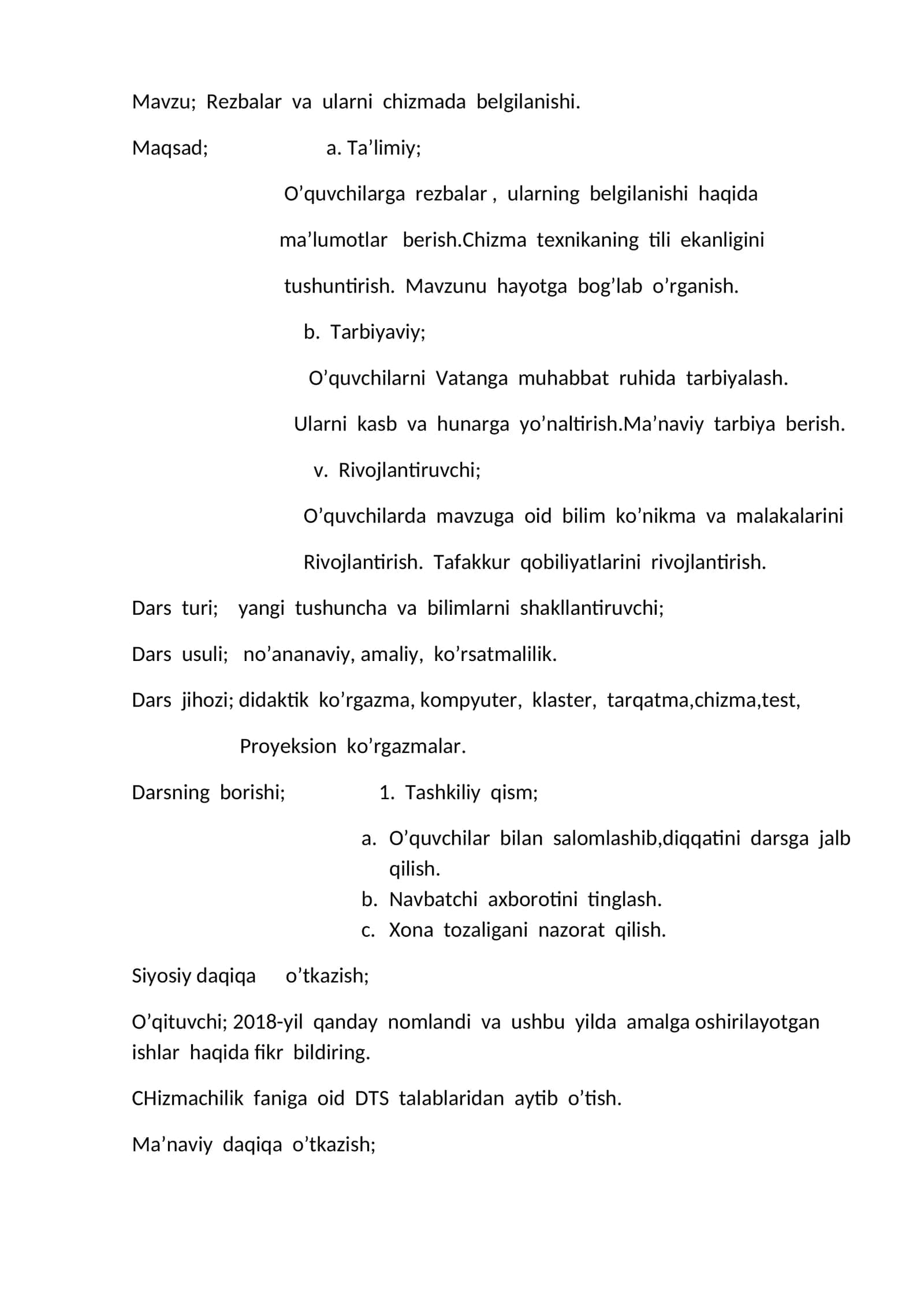 Rezbalar va ularni chizmada belgilanishi 1