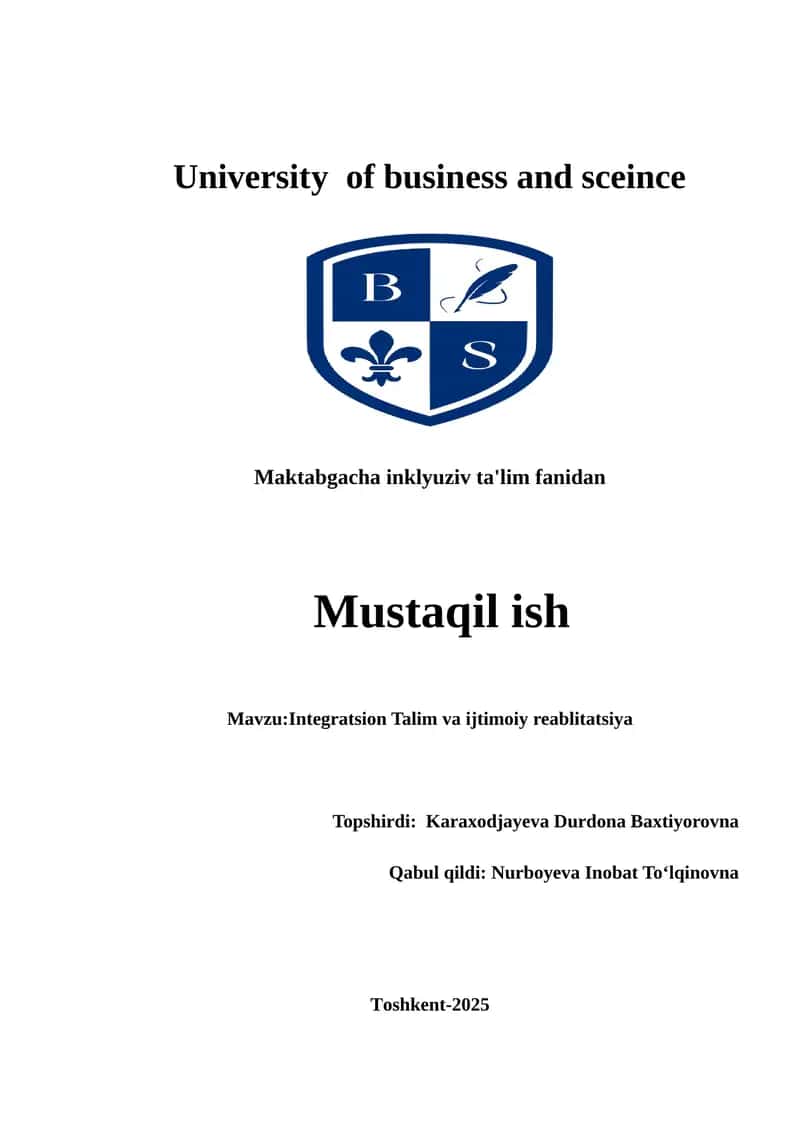 Integratsion Talim va ijtimoiy reablitatsiya 1