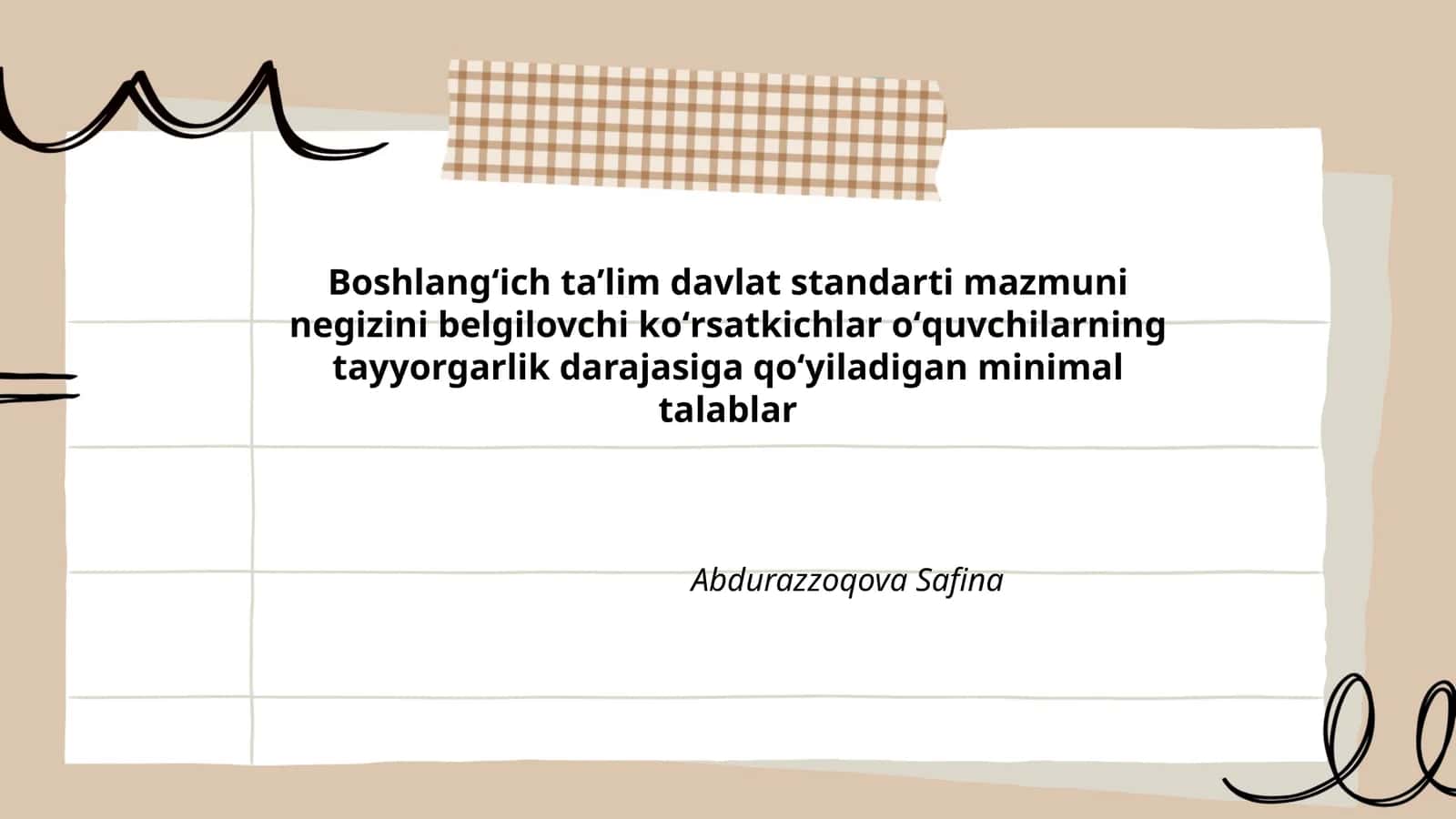 Boshlangʻich ta’lim davlat standarti mazmuni negizini belgilovchi koʻrsatkichlar 1