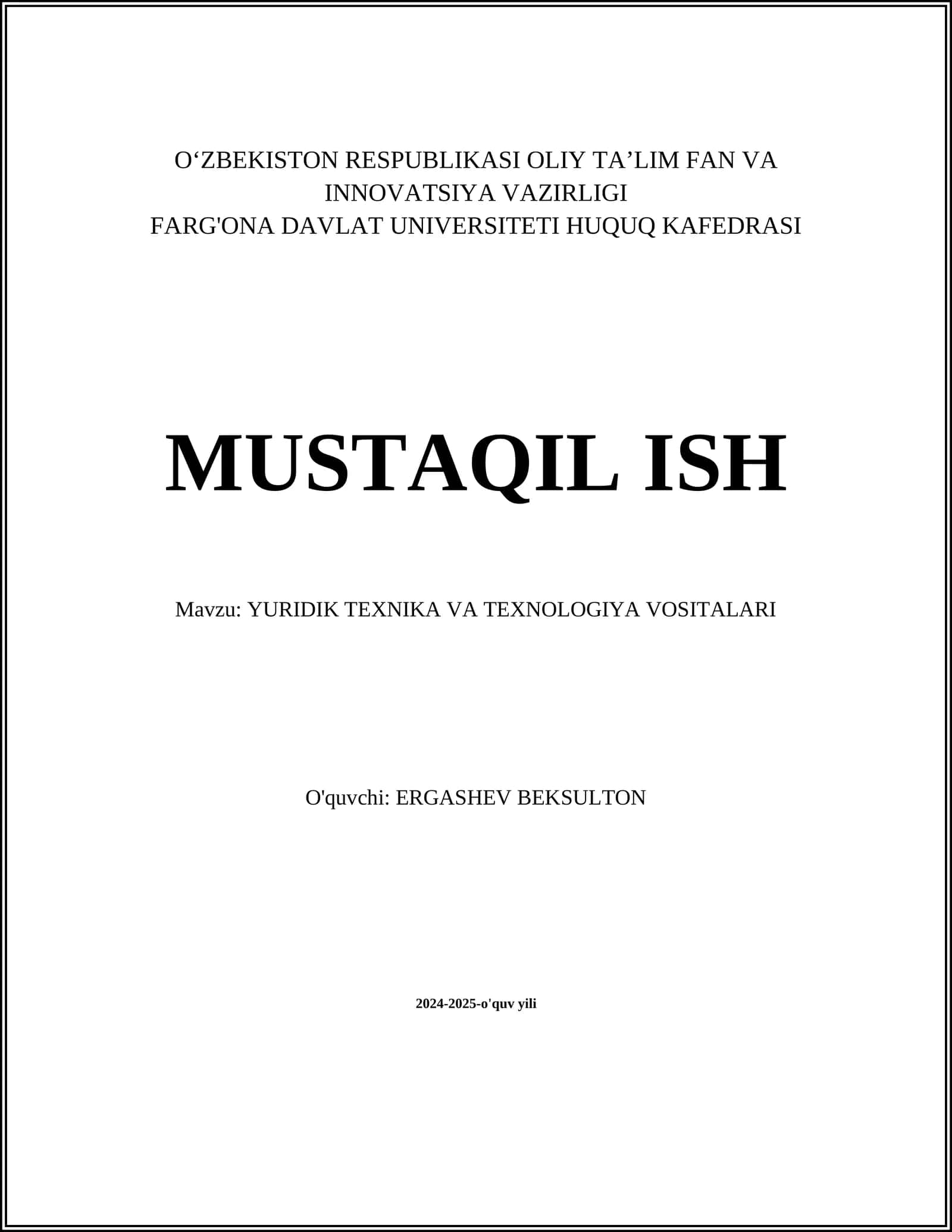 Yuridik Texnika va Texnologiya Vositalari 1