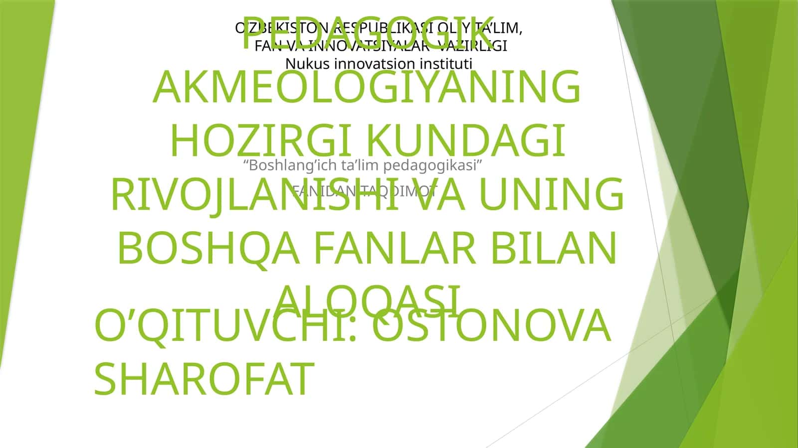 Boshlang’ich ta’lim pedagogikasi 1