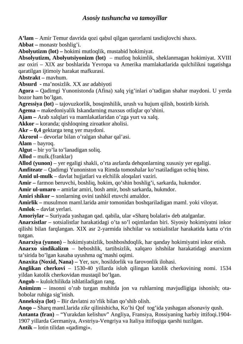 Tarixdan Asosiy tushuncha va tamoyillar 1