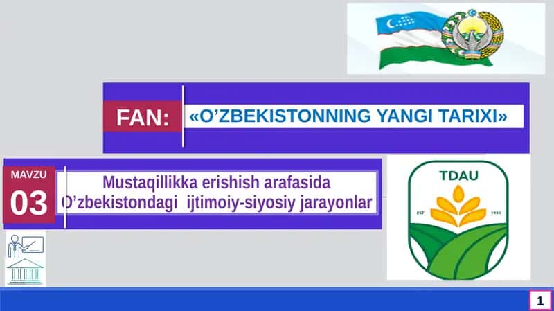O’ZBEKISTONNING YANGI TARIXI 1
