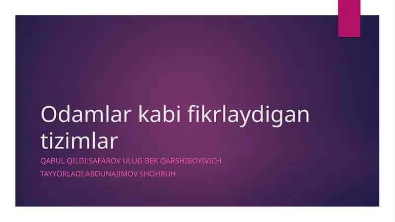 Odamlar kabi fikrlaydigan tizimlar 1