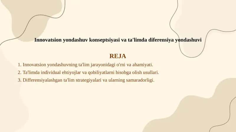 Innovatsion yondashuv konseptsiyasi va ta'limda diferensiya yondashuvi 1
