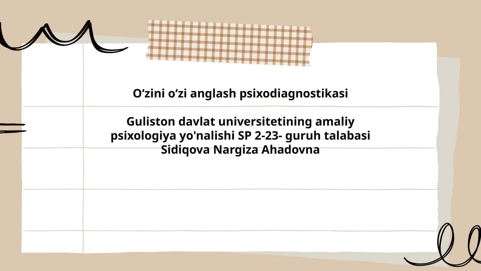 O'zini o'zi anglash psixodiagnostikasi 1