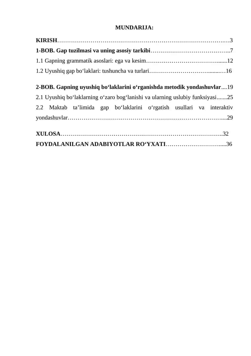 Gap tuzilmasi va uning asosiy tarkibi 1