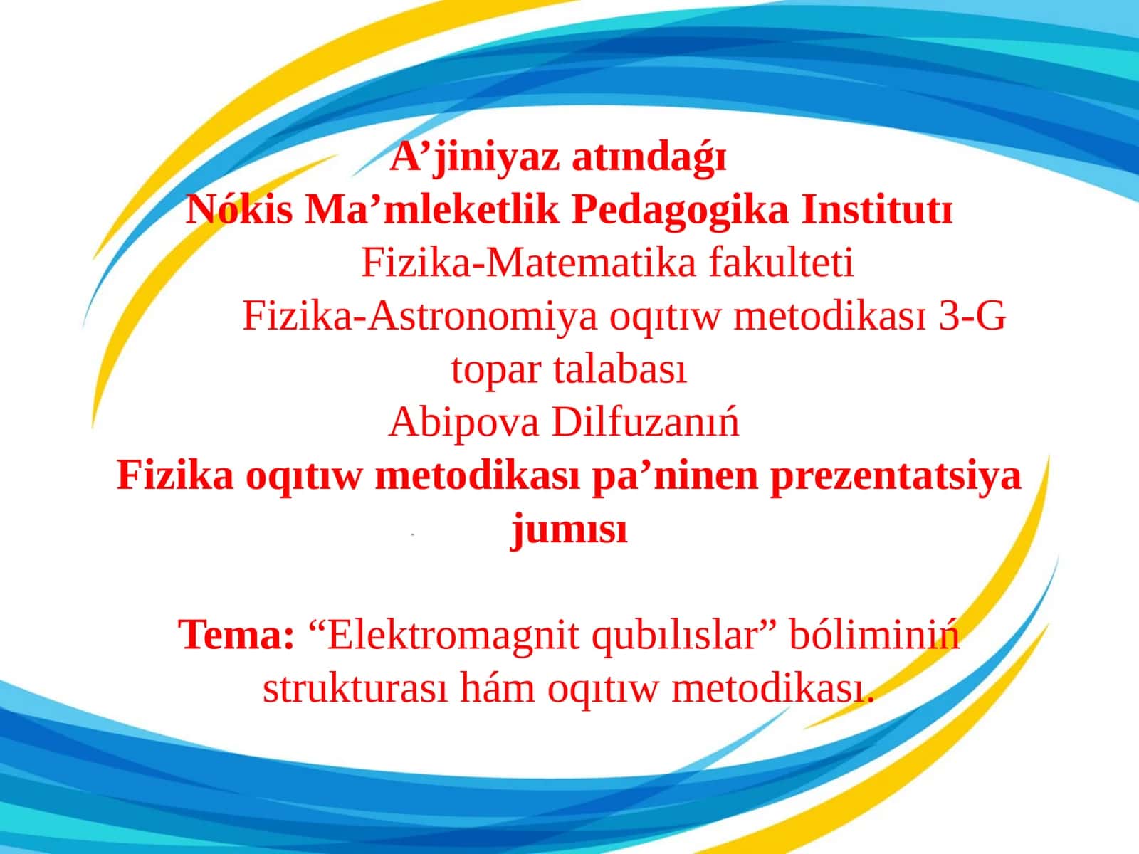 Fizika-Matematika fakulteti Fizika-Astronomiya o'qituv metodikasi 1