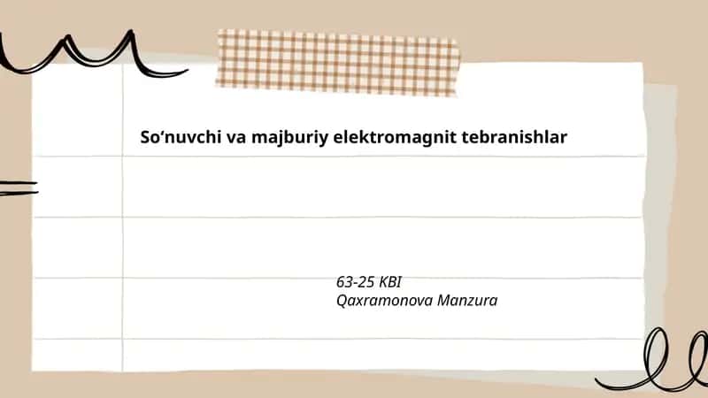 Soʻnuvchi va majburiy elektromagnit tebranishlar 1