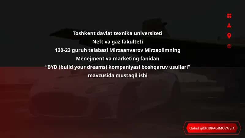 BYD (build your dreams) kompaniyasi boshqaruv usullari 1