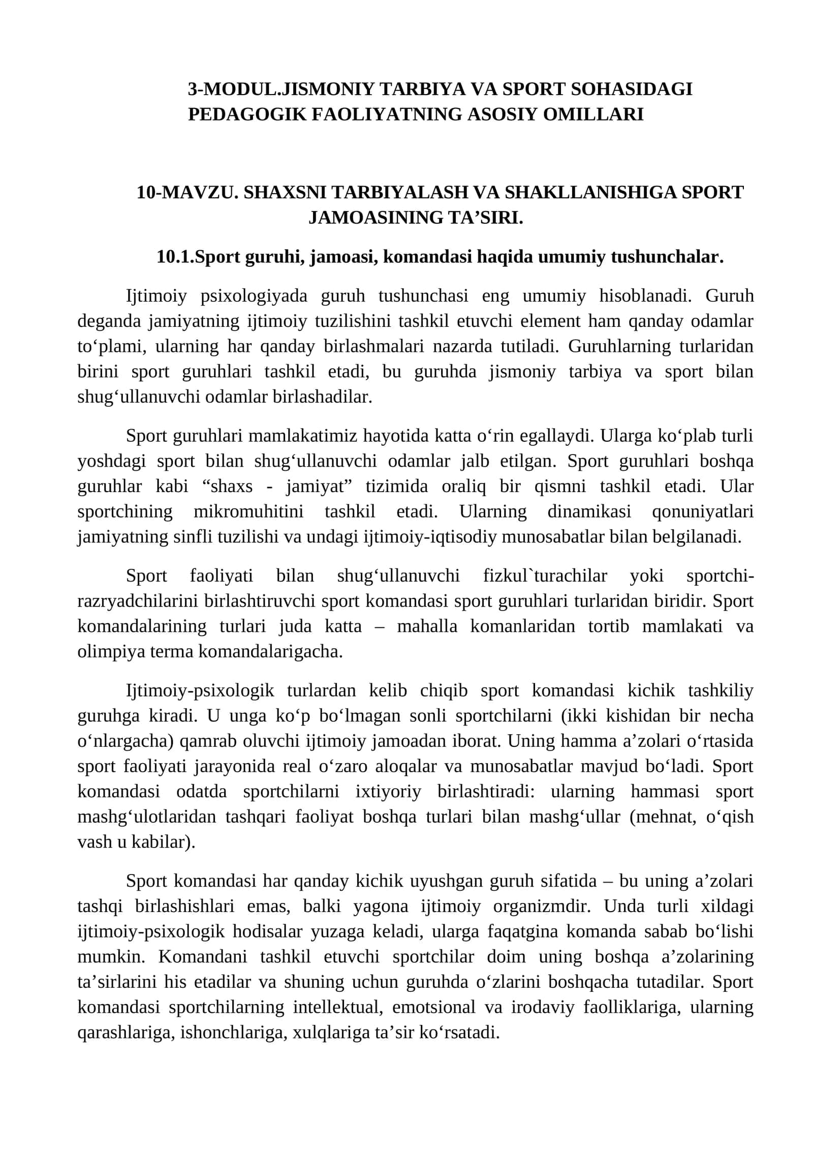 SHAXSNI TARBIYALASH VA SHAKLLANISHIGA SPORT JAMOASINING TA’SIRI 1