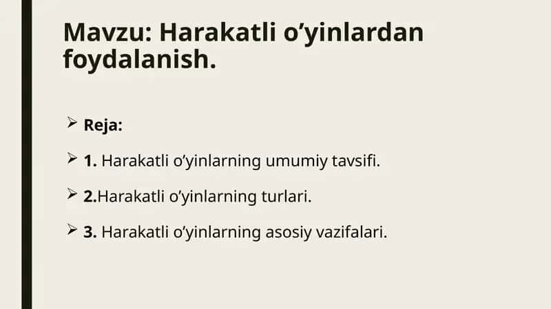 Harakatli o’yinlardan foydalanish 1