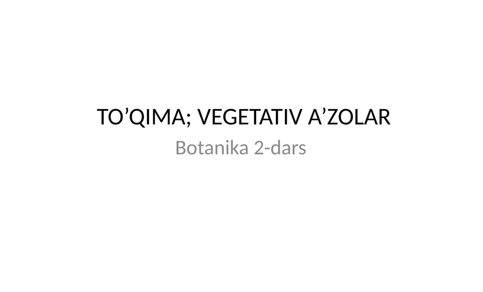 TO’QIMA; VEGETATIV A’ZOLAR 1