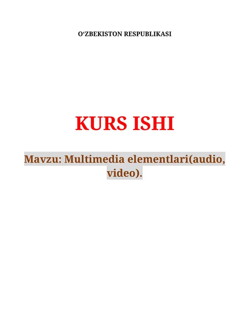 Multimedia elementlari(audio, video) 1