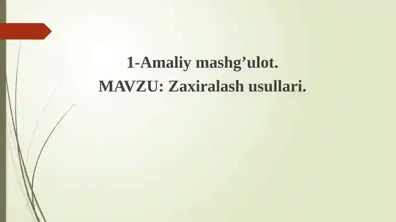 Zaxiralash usullari