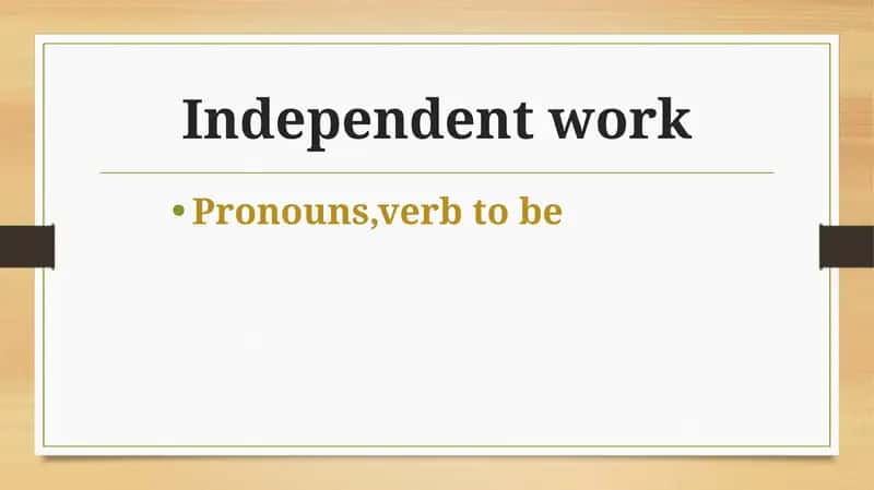 Pronouns, Verb to be 1