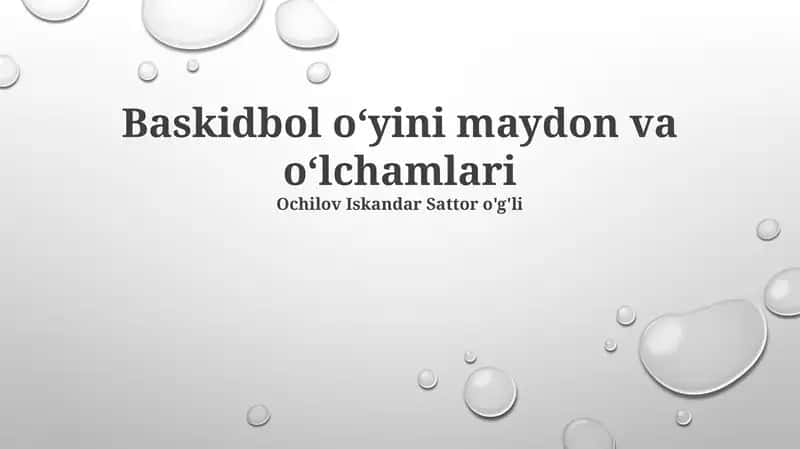 Baskidbol oʻyini maydon va oʻlchamlari 1