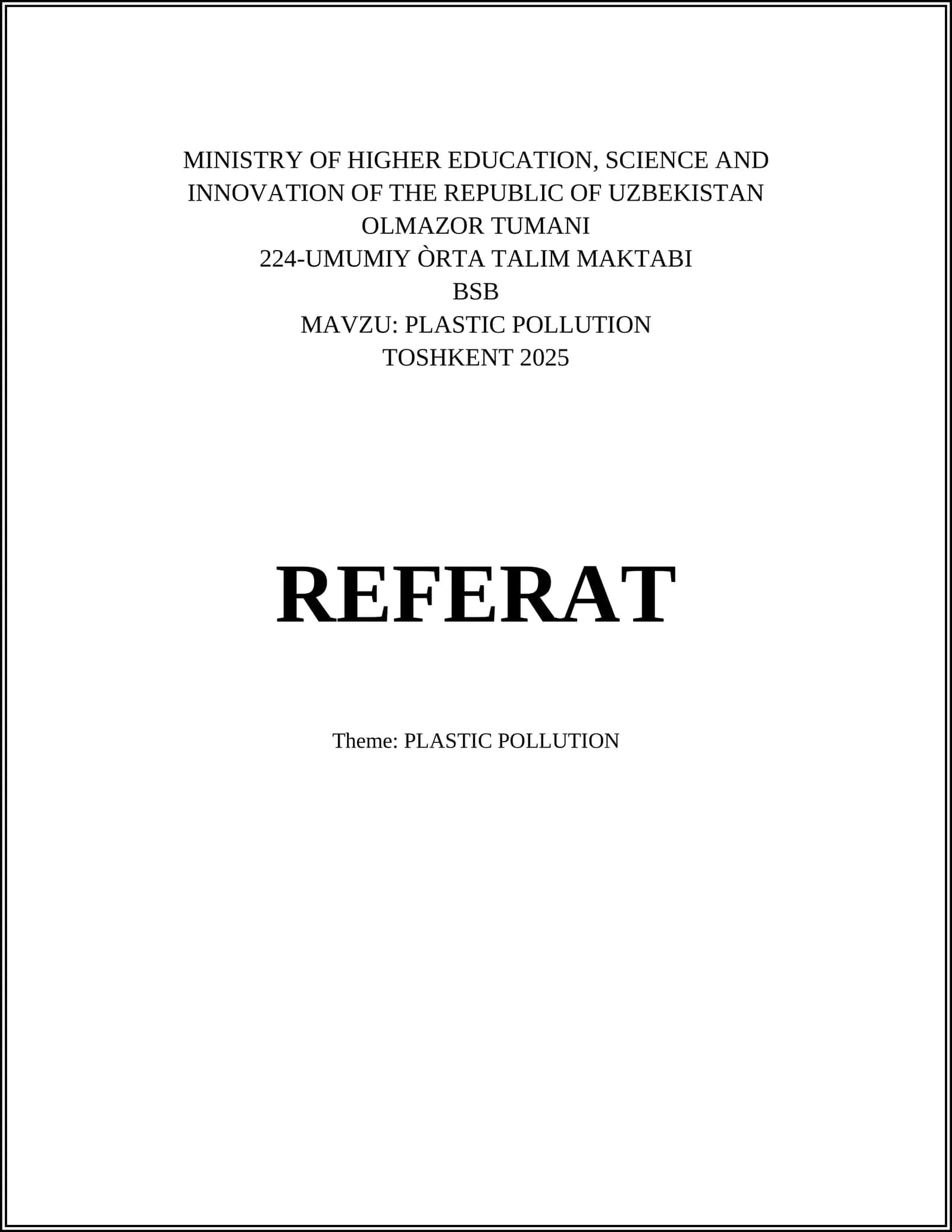 PLASTIC POLLUTION 1