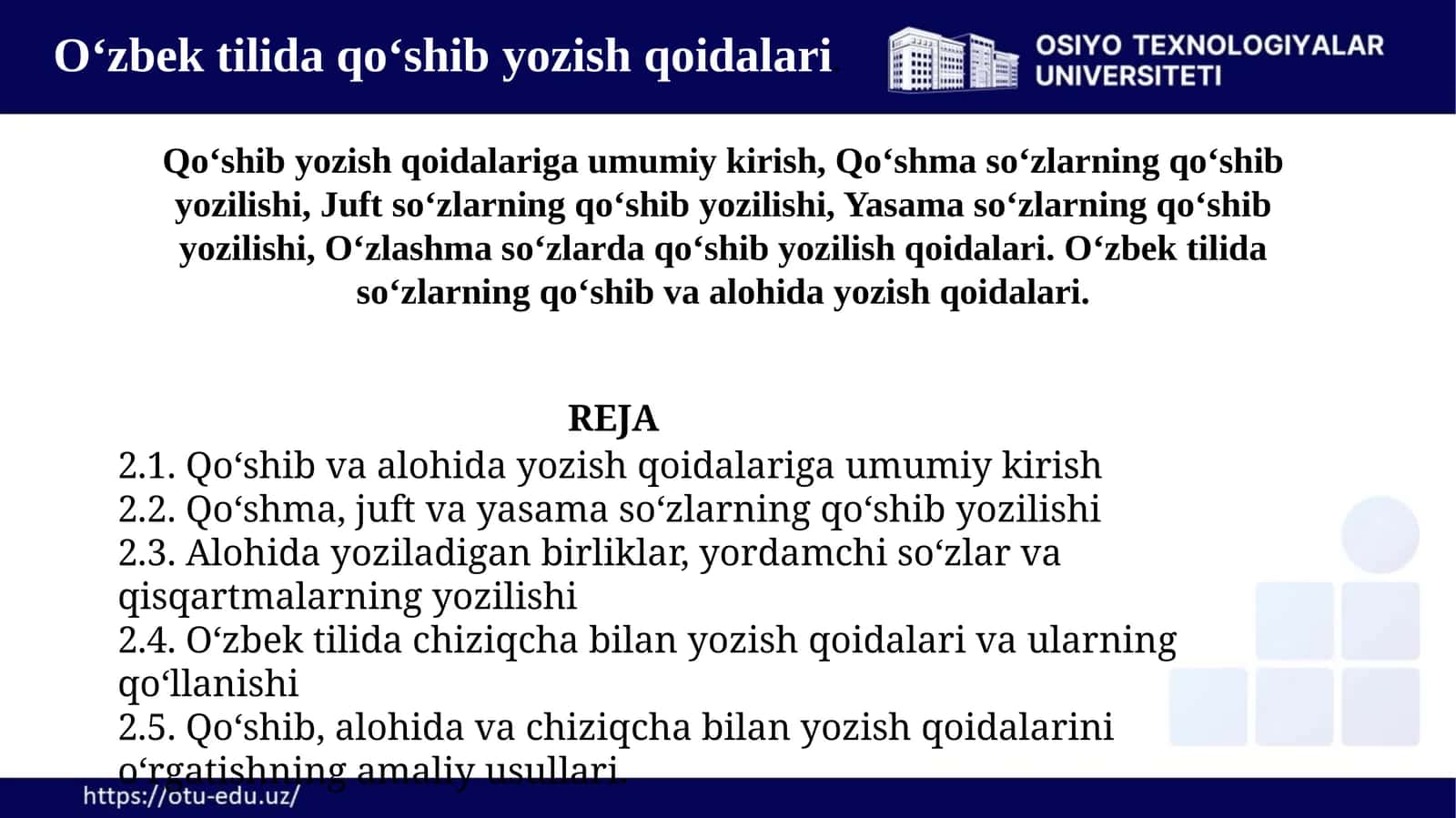 O'zbek tilida so'zlarning qo'shib va alohida yozish qoidalari 1