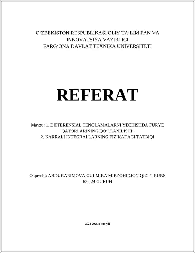 Differensial tenglamalarga kirish 1