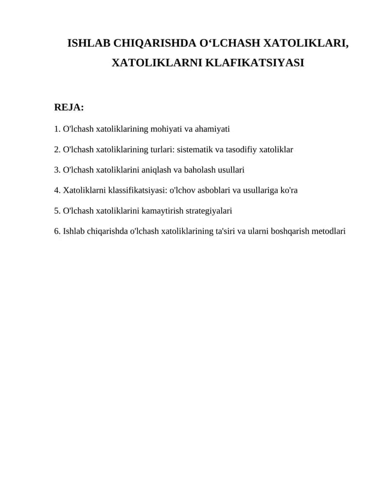 O'lchash Xatoliklari 1