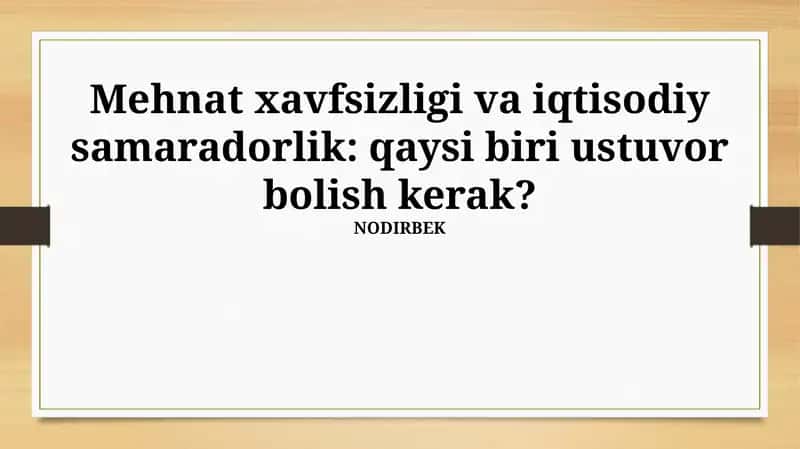 Xodimlarni o'qitish va xavfsizlikka oid bilimlar 1