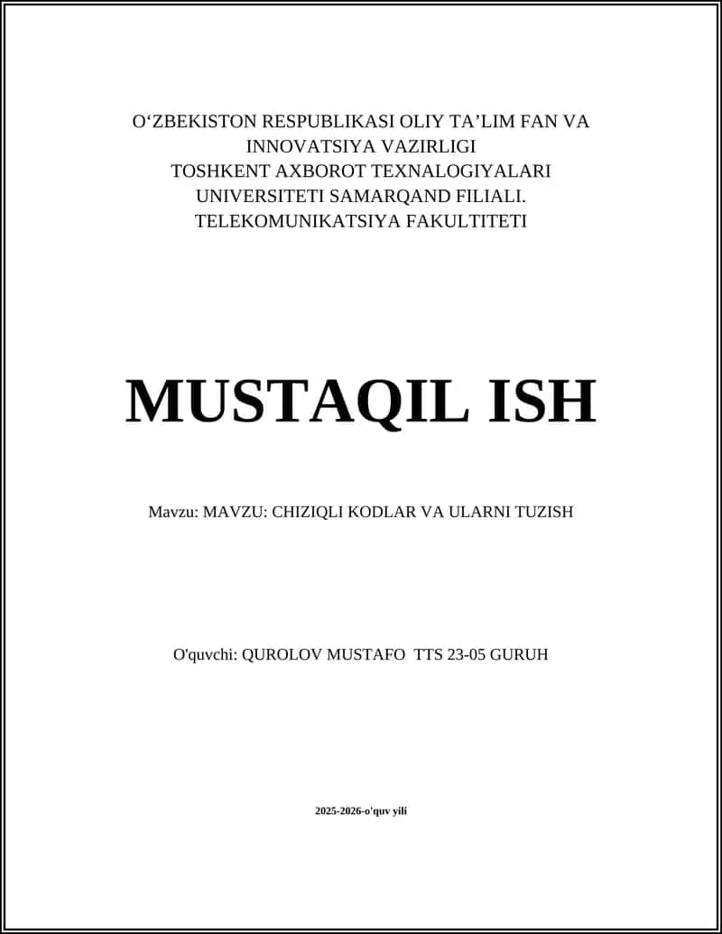 Chiziqli Kodlar va Ularni Tuzish 1