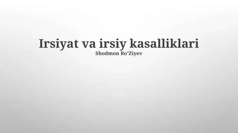 Genlar va Irsiyat 1