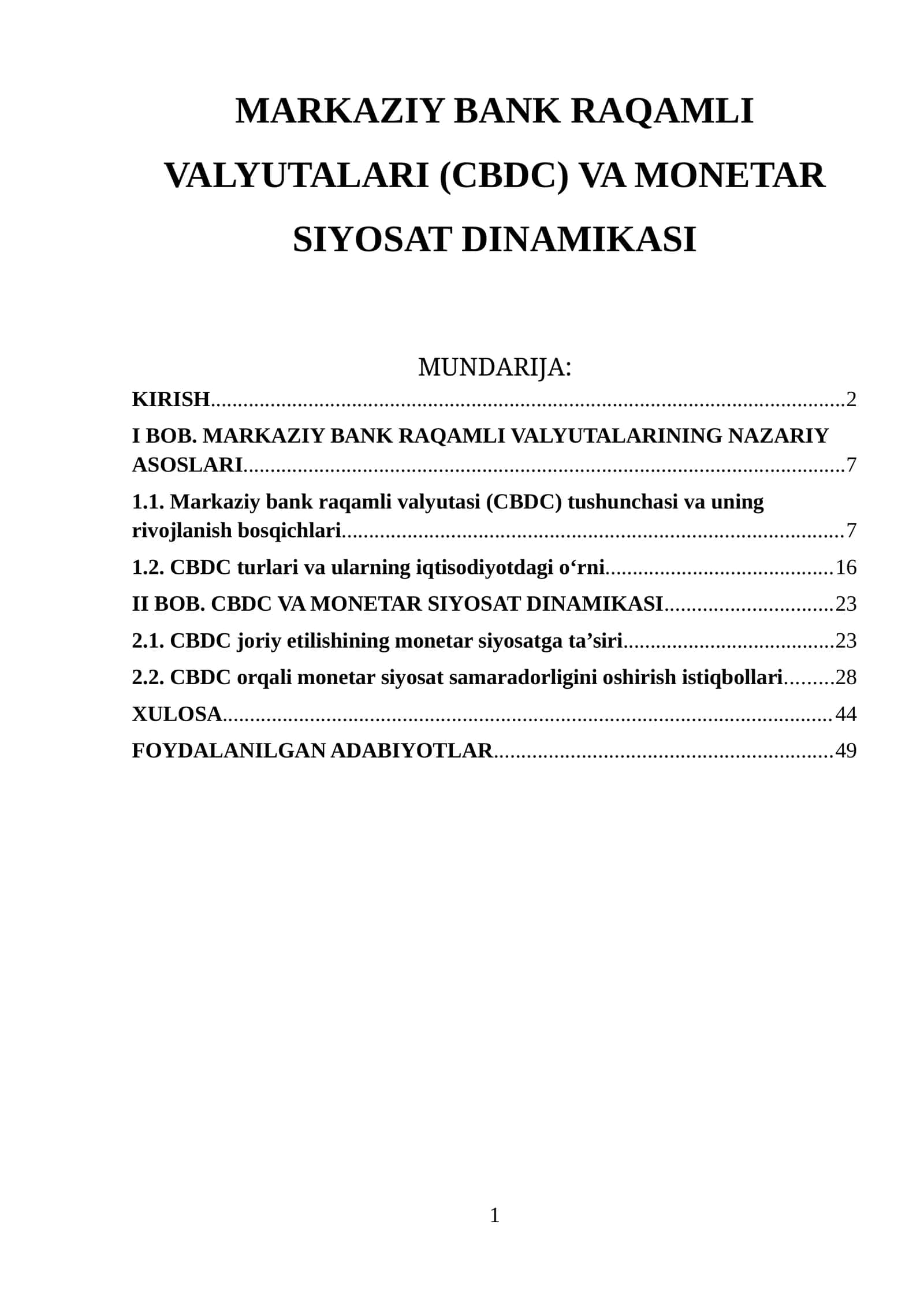 MARKAZIY BANK RAQAMLI VALYUTALARI (CBDC) VA MONETAR SIYOSAT DINAMIKASI 1